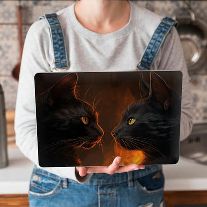Universal Laptop Skin Sticker with 2 Wrist Pad Skins, Waterproof Scratch Resistant Vinyl Laptop Cover Decal, Cut to Fit for 11–15.6 Inch MacBook HP Dell Lenovo, Cat Black - color: Cat Black