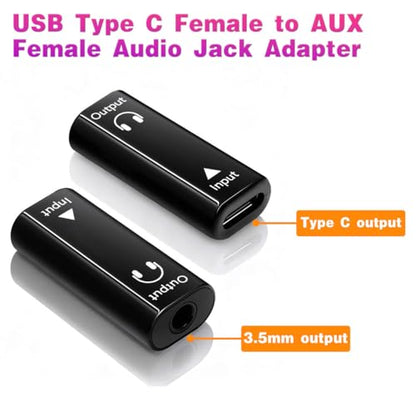 Poyiccot USB Type C to 3.5mm Headphone Adapter 2Pack, USB C Female to Aux Female Adapter, Type C to Aux Converter HiFi Stereo DAC Headphone 3.5mm Jack for iPhone 15,Galaxy, Mackbook, Black - style: 2 Pack Female to Female Black