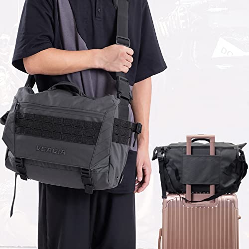 Messenger bag Laptop bag Briefcase Molle system Tactical style Detachable shoulder strap Shoulder Bags - color: Grey