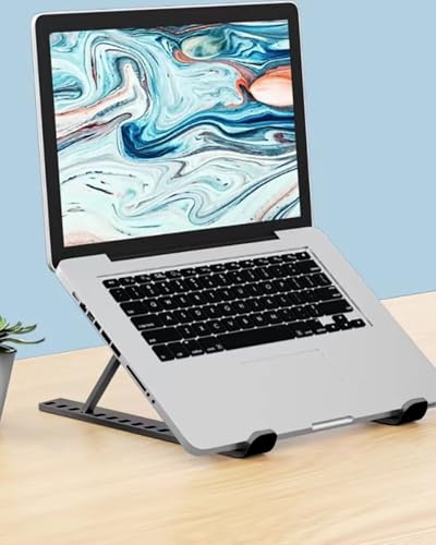 Adjustable Plastic Laptop Stand – Foldable Portable Laptop Raiser Large Size Black BLC1043-05 - color: Black, size: Large