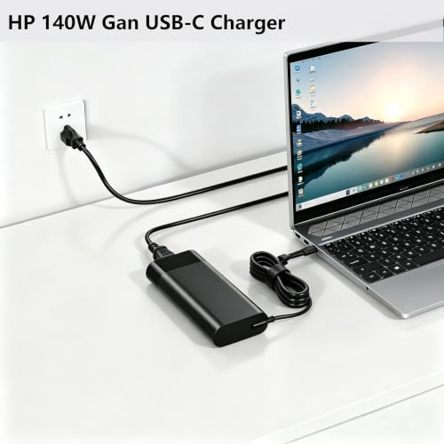 140W Gan USB C Charger fit for HP OMEN Transcend 14 14-fb0000 14-fb0097nr | ZBook 8 /Ultra G1i G2i G2a TPN-LA29 Spectre x360 2-in-1 16-aa0xxx 16t-aa000 Laptop Adapter 28V 5A ﻿