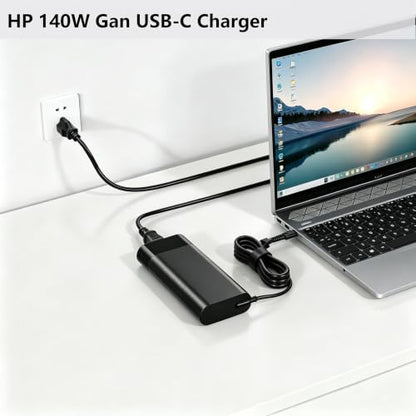 140W Gan USB C Charger fit for HP OMEN Transcend 14 14-fb0000 14-fb0097nr | ZBook 8 /Ultra G1i G2i G2a TPN-LA29 Spectre x360 2-in-1 16-aa0xxx 16t-aa000 Laptop Adapter 28V 5A ﻿