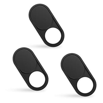 imluckies 3 Pack Webcam Cover Slide, 0.023 inch Ultra-Thin Metal Camera Cover for Laptop Computer, MacBook Pro/Air iMac iPad Tablet iPhone 8/7/6 Plus, Echo Show/Spot Web Camera Privacy Covers - color: 3 Pack-Black