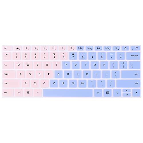 Batianda for Microsoft Surface Laptop 5 4 3 13.5" 15 inch Premium Silicone Ultra Thin Gradient Color Waterproof Soft Keyboard Cover Skin,Pink to Blue - color: Pink to blue