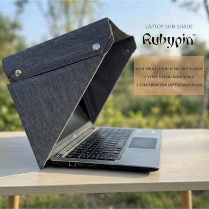 Foldable Laptop Sun Shade & Privacy Shield Hood 14" 15" 16" Working Outside | anti glare screen protector privacy shade laptop tent portable and foldable for outdoor/travel Gray MacBook, HP, Surface