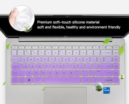 Keyboard Cover for 2023 14" HP Envy 2-in-1 14t-es000 14-es0013dx 14-es0033dx, HP 14" Laptop 14-ep 14-em 14t-ep000 14z-em000 14-ep000 14-ep0097nr 14-ep0145cl 14-em0047nr Keyboard Skin Protector - color: Ombre Purple