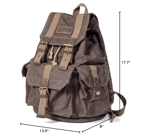 GOOTIUM 21101KA-S Specially High Density Thick Canvas Backpack Rucksack, Coffee, Small - color: Coffee, size: Small