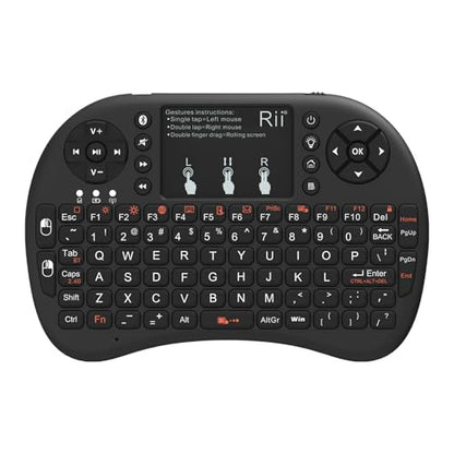 Rii 2.4GHz Mini Wireless Keyboard with Touchpad＆QWERTY Keyboard, Backlit Portable with Remote Control for Laptop/PC/Tablets/Windows/Mac/TV/Xbox/PS3/Raspberry Pi .(Black)