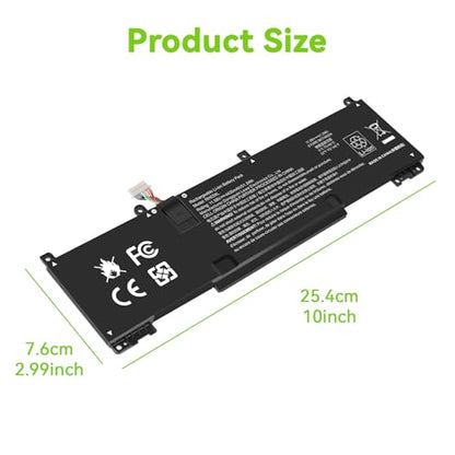 11.58V 51.3Wh RH03XL RH03XL-L Laptop Battery for HP EliteBook 640 G9 G10/650 G10/655 G10 Probook 440 G10/445 G10 G11/450 G9 G10/455 G10/460, TPN-DB0L,TPN-DB0T,TPN-IB0A,TPN-IB0K,TPN-IB0L,TPN-IB0P - size: 10*2.99*0.24inch RH03XL