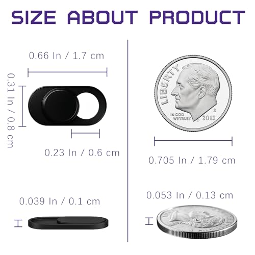 Webcam Cover Slide (3-Pack) – Ultra-Thin Metal Privacy Cover for Laptop, MacBook, iMac, iPad, PC & iPhone – Black