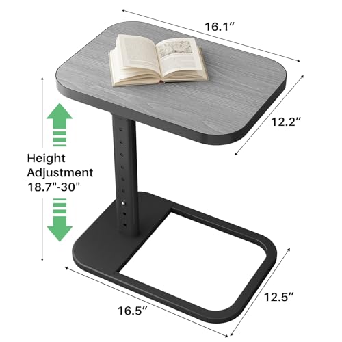 Kitstorack Upgraded TV Tray Table with Panel Lock, 90° Flip-Over Design & Adjustable Height, Sofa Arm Side Table for Eating, Laptop, Couch, Bed, or Small Spaces, Dark Gray - color: Dark Gray, style: Auto-locking