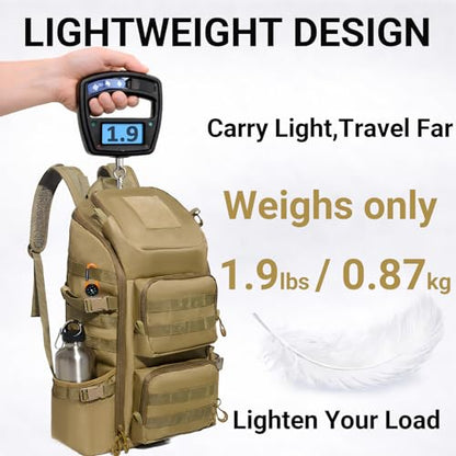 kokkoya 40L Tactical Backpack with Laptop Compartment Molle Slim Bag Men - color: Khaki