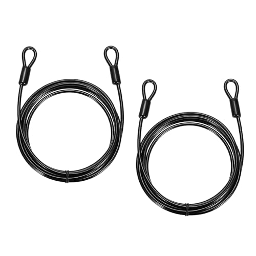 PATIKIL Security Cable Lock (3/16" Dia 8.2ft 132lb Load Capacity, Black)(2 Pcs) Vinyl Coated Stainless Steel Flexible Wire Rope Safety Cable Luggage Lock with Double Loops - color: Black, size: 3/16" x 8.2 ft, 132lb Load