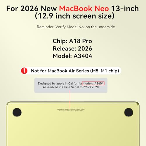 BlueSwan for MacBook Neo Case 13 inch 2026 Release A18 Pro Chip Model A3404 | 100% Match Official Color, Scratch Resistant, Easy to Snap on, Travel Essential, Back to School Gifts - color: Citrus Clear