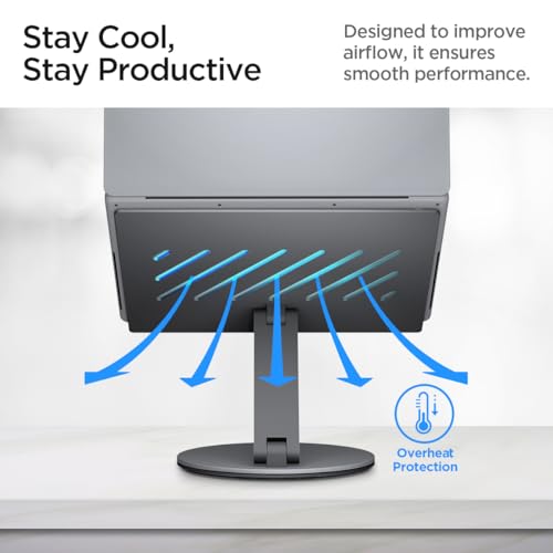 Spigen ArcDock Laptop Stand with 6 in 1 Hub USB-A 3.0, USB-C 3.0, PD 100W, 4K 60Hz HDMI Universal Adjustable Folding Laptop Dock with 360 Rotating Base - Space Grey - size: 6-in-1 Hub