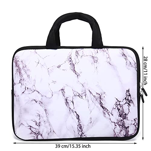 14 15 15.4 15.6 inch Laptop Handle Bag Computer Protect Case Pouch Holder Notebook Sleeve Neoprene Cover Soft Carrying Travel Case for Dell Lenovo Toshiba HP Chromebook ASUS Acer (White Marble) - color: White Marble