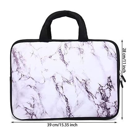 14 15 15.4 15.6 inch Laptop Handle Bag Computer Protect Case Pouch Holder Notebook Sleeve Neoprene Cover Soft Carrying Travel Case for Dell Lenovo Toshiba HP Chromebook ASUS Acer (White Marble) - color: White Marble