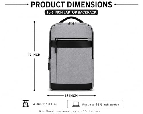 Laptop Backpack with USB Charging Port, Water-Resistant, Multiple Pockets, Travel Business Bag, Grey/Blue (Gray) - color: Gray