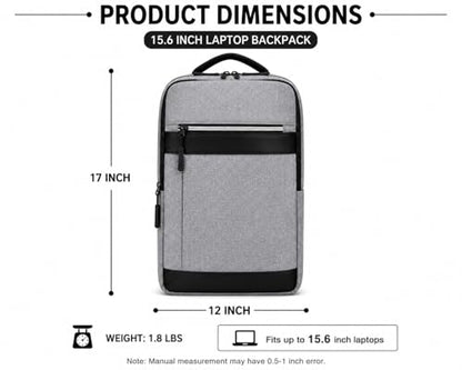 Laptop Backpack with USB Charging Port, Water-Resistant, Multiple Pockets, Travel Business Bag, Grey/Blue (Gray) - color: Gray