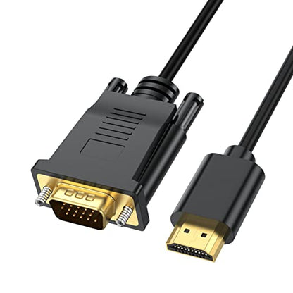 6FT HDMI to VGA Cable 6 Feet,1080P HD | HDMI to VGA Cord (Male to Male)Video Cable for Computer, Desktop, Laptop, PC, Monitor, Projector, HDTV (NOT Bidirectional) - size: 6 Feet, style: 1Pack