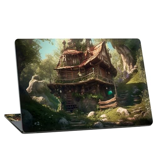 Universal Laptop Skin Sticker with 2 Wrist Pad Skins, Waterproof Scratch Resistant Vinyl Laptop Cover Decal, Cut to Fit for 11–15.6 Inch MacBook HP Dell Lenovo, Forest Villa - color: Forest Villa