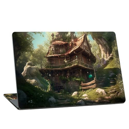 Universal Laptop Skin Sticker with 2 Wrist Pad Skins, Waterproof Scratch Resistant Vinyl Laptop Cover Decal, Cut to Fit for 11–15.6 Inch MacBook HP Dell Lenovo, Forest Villa - color: Forest Villa