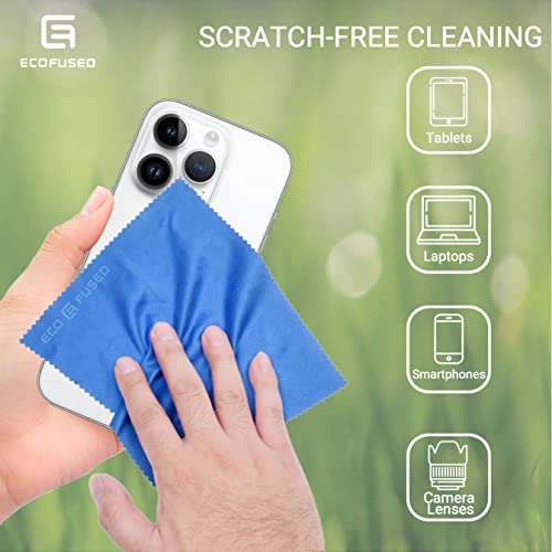 Eco-Fused Microfiber Cleaning Cloths - 10 Colorful Cloths and 2 White Cloths - Ideal for Cleaning Glasses, Spectacles, Camera Lenses, iPad, Tablets, Phones, LCD Screens (Blue/Grey) - color: Blue/Grey (12 Pack)