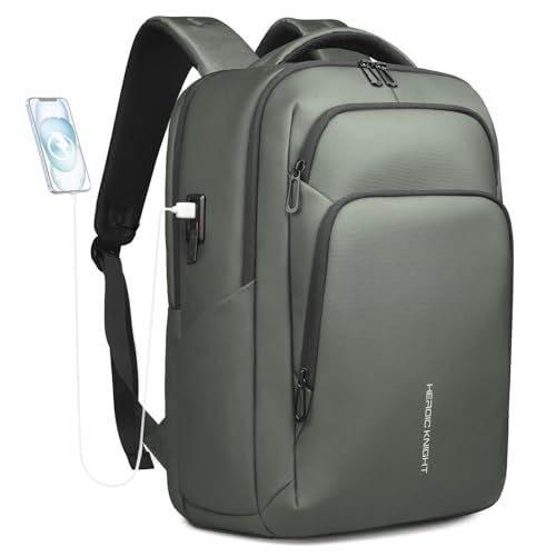 17.3 Inch Laptop Backpack for Men Women, 30L Travel Backpack | Carry-On Flight Approved,Work Computer Backpack with USB A&C Port,Business Laptop Bag,WaterResistant Anti-Theft Daypack - color: Green