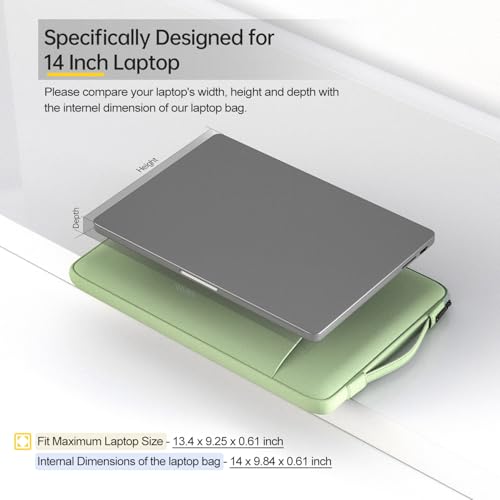 14 Inch Laptop Case Computer Sleeve for HP Lenovo Acer Dell Chromebook/Stream/Aspire 3, Lenovo IdeaPad/ThinkPad, ASUS Chromebook/Vivobook Go, Dell Latitude 7490 Bag, Green - color: Green, size: 14 Inch