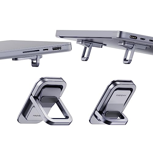 Hagibis Laptop Stand Adjustable Height for Desk, Portable Invisible Laptop Riser, Ergonomic Mount Keyboard Kickstands Aluminum Cooling Pad for MacBook Pro Air, Tablet Laptop (Grey) - color: Grey