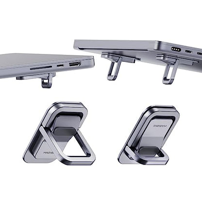 Hagibis Laptop Stand Adjustable Height for Desk, Portable Invisible Laptop Riser, Ergonomic Mount Keyboard Kickstands Aluminum Cooling Pad for MacBook Pro Air, Tablet Laptop (Grey) - color: Grey