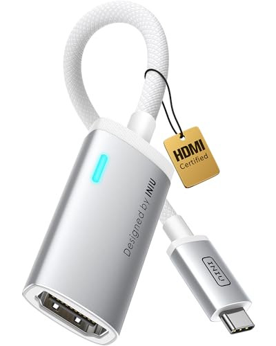 INIU USB C to HDMI Adapter (4K@60Hz), USB-C Adapter (4K HDMI), for MacBook Pro, MacBook Air, iPad Pro, iMac, iPhone 17 16 Pro Max, Pixelbook, Surface Pro, Dell, XPS, Galaxy, White - color: White