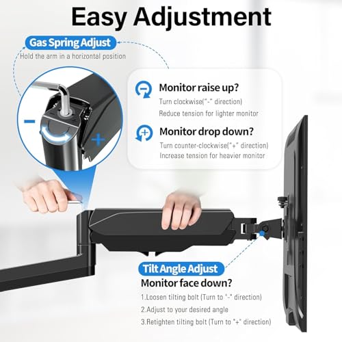 MOUNTUP Dual Monitor and Laptop Mount, Adjustable Monitor Stand for 2 Max 27" Computer Screens, Laptop Tray Fits 10-17inch Notebook, Holds 4.4-17.6lbs Per Arm, 3-in-1 Adjustable Monitor Desk Mount - size: Triple, style: With Pole