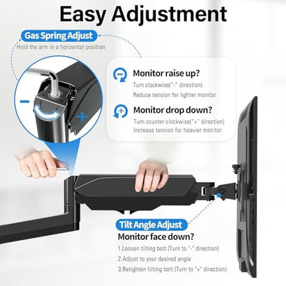 MOUNTUP Dual Monitor and Laptop Mount, Adjustable Monitor Stand for 2 Max 27" Computer Screens, Laptop Tray Fits 10-17inch Notebook, Holds 4.4-17.6lbs Per Arm, 3-in-1 Adjustable Monitor Desk Mount - size: Triple, style: With Pole
