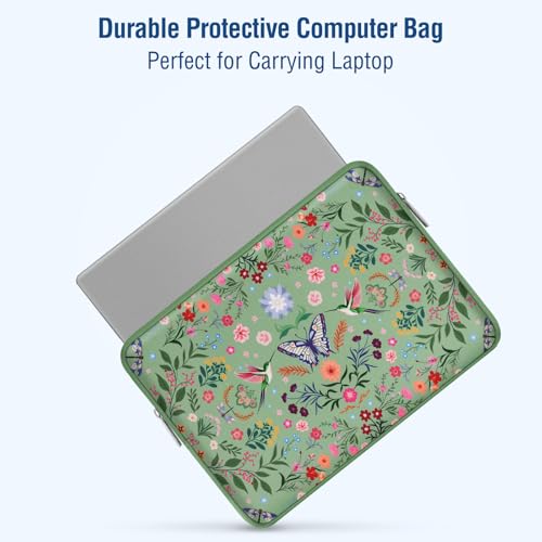 MOSISO Laptop Case 13.3 inch, 13-14 inch Laptop Sleeve Bag with Small Case | Compatible with MacBook Air/Pro 13/Pro 14, HP Dell ASUS Lenovo, Neoprene Hummingbird Plants Flowers Bag, Green - color: Green, size: 13.3 inch