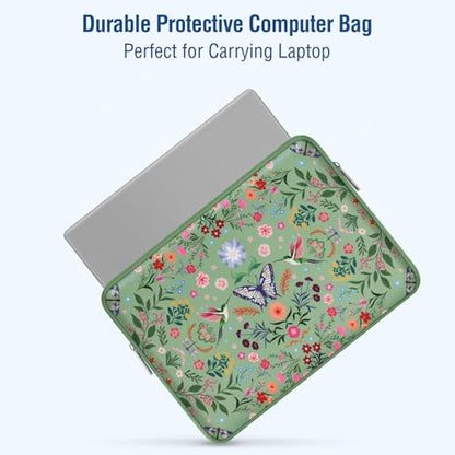 MOSISO Laptop Case 13.3 inch, 13-14 inch Laptop Sleeve Bag with Small Case | Compatible with MacBook Air/Pro 13/Pro 14, HP Dell ASUS Lenovo, Neoprene Hummingbird Plants Flowers Bag, Green - color: Green, size: 13.3 inch