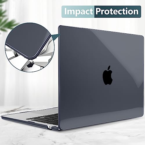 for MacBook Air 15 Inch Case M5 M4 M3 M2 (2026-2023) A3448 A3241 A3114 A2941, Protective Hard Shell Cover Compatible with Touch ID & Liquid Retina Display - Crystal Black - color: Crystal Black
