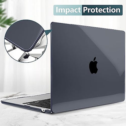 for MacBook Air 15 Inch Case M5 M4 M3 M2 (2026-2023) A3448 A3241 A3114 A2941, Protective Hard Shell Cover Compatible with Touch ID & Liquid Retina Display - Crystal Black - color: Crystal Black