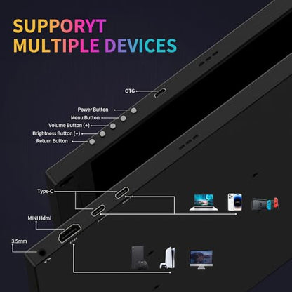 MAGICRAVEN Portable Monitor, USB-C & HDMI Laptop Screen Extender,Second Display for Console with Built-in Speakers, Works with PS5, Xbox, Switch, Ideal for Travel, Home & Office - 15.6"