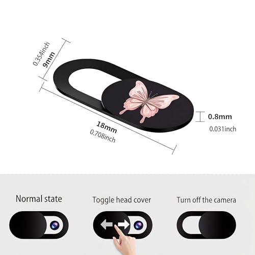 3pcs Plastic Camera Cover Webcam Cover Pink Butterfly Shutter Slider for PC Laptops Phone Lens Sticker for Privacy Protection. Ideal Gift for Christmas, Birthday, Anniversary Day
