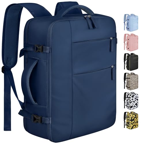 Capolo Travel Backpack for Women Men Waterproof Laptop Backpack Airlines Approved Carry On Backpack Bag Computer Bookbag for Business, Work, Traveling Fits 15.6 Inch Laptop(Dark Blue) - color: Dark Blue, size: 15.6 Inch