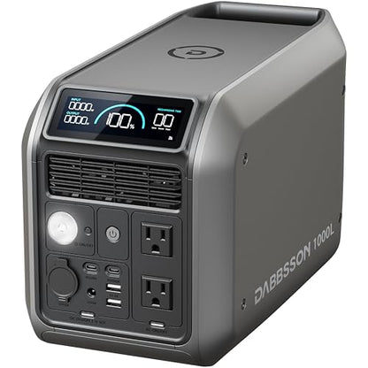 Dabbsson 1008Wh Solar Generator, Semi-Solid LiFePO4, 1200W AC Output/100W USB-C, 1600W Power Boost, 1.3X Longer Runtime, 0-80% in 50 Min, 1000L Portable Power Station for Home Backup/Camping/RV - style: 1000L