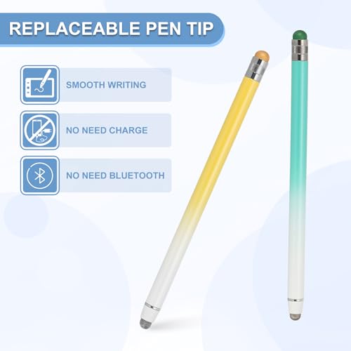 PATIKIL 4 Pcs Stylus Pens for Touch Screens, 2 in 1 High Sensitivity Universal Pen Capacitive Stylus for Phone Tablets Laptop Touch Screen Devices, Green Yellow - color: Green Yellow