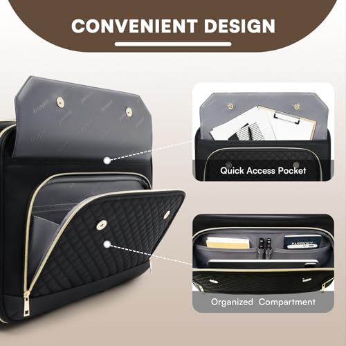 Arcoyard Rolling Laptop Bag, Briefcase for Women with Wheels, Black