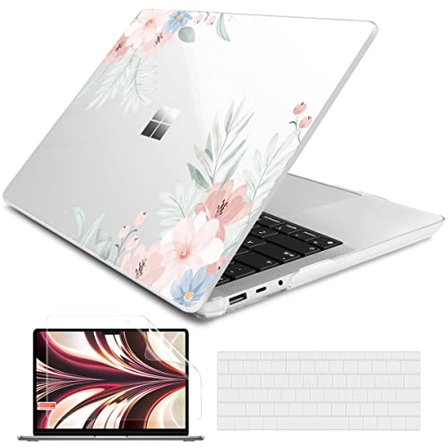 Batianda Case for 13.5" Microsoft Surface Laptop 5 4/3 with Metal Palm Rest Model 1951, Designed Clear Protective Plastic Hardshell & Keyboard Cover & Screen Protector, Lovely Flowers - color: Lovely Flowers, size: with Metal Palm Rest