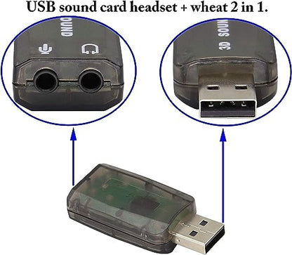 External 5.1 USB Stereo Sound Card USB 2.0 to 3D Audio Sound Card Adapter Virtual 5.1 Channel for Windows and Mac, PC, Notebook with 3.5mm Headphone and Microphone - 2 Pack/Black - color: black