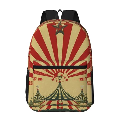 Backpack 17 In Travel Backpack for Men Women Casual Daypack Vintage circus background Laptop Backpack Lightweight Double Shoulder Bag