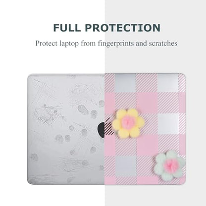 DTangLsm for MacBook Air 13 inch Case 2022 2021-2018 A2337 M1 A2179 A1932, MacBook Air M1 Case, Gingham Plush Plastic Hard Shell Cover for Mac Book Air 13.3 inch + Keyboard Cover, Pink Checkerboard - color: #2 Pink Checkerboard