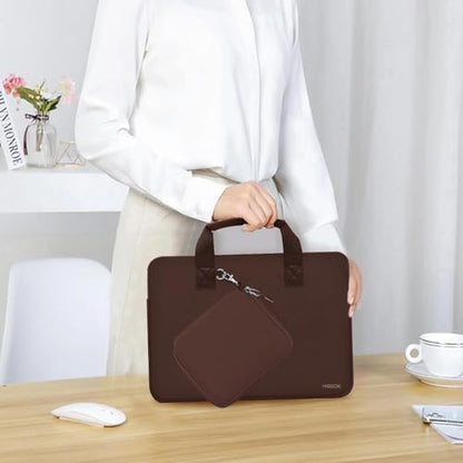 Hseok Laptop Sleeve 13.3-14 inch Case with Small Pouch, Neoprene Computer Bag Compatible with MacBook Neo/Pro 14 M5/M4/M3/M2/M1, Mac Air/Pro 13.3, XPS 14 and Most 13-14 inch Notebooks,Coffee - color: Coffee, size: 13"-14"