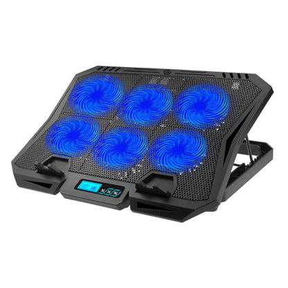 Laptop Cooling Pad with 6 Fans 15.6-inch Silent Air Cooler Stand Adjustable Speed Blue Light Laptop Holder for Gaming and Workstation Use